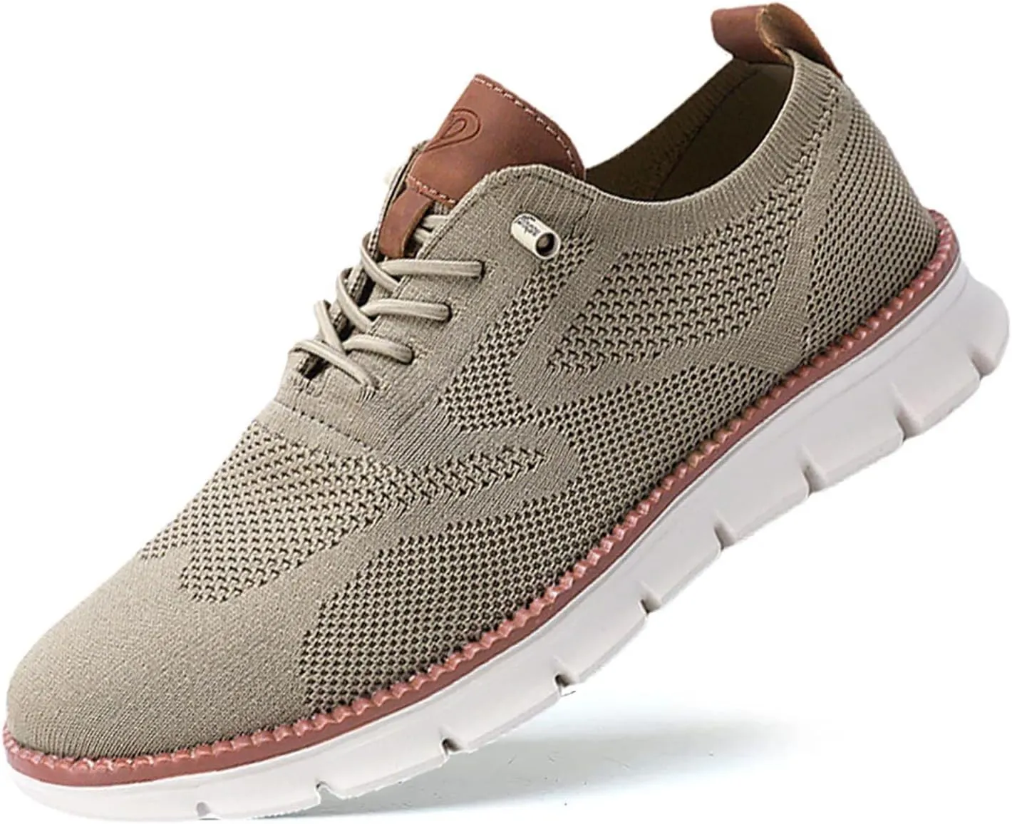 Breeze Men's Urban Ultra Comfortable Mesh Dress Sneakers - Business Casual Walking Shoes (Khaki, 10)