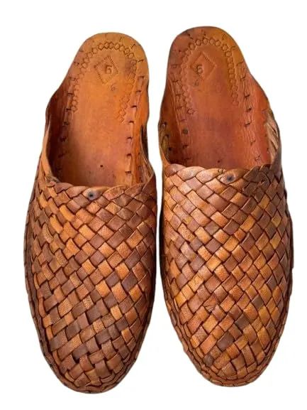 Brown woven mules, Women woven leather mules, Criss Cross back open slip ons, Women slide sandal, Brown Women Flats, Women Slippers, Women flat loafers