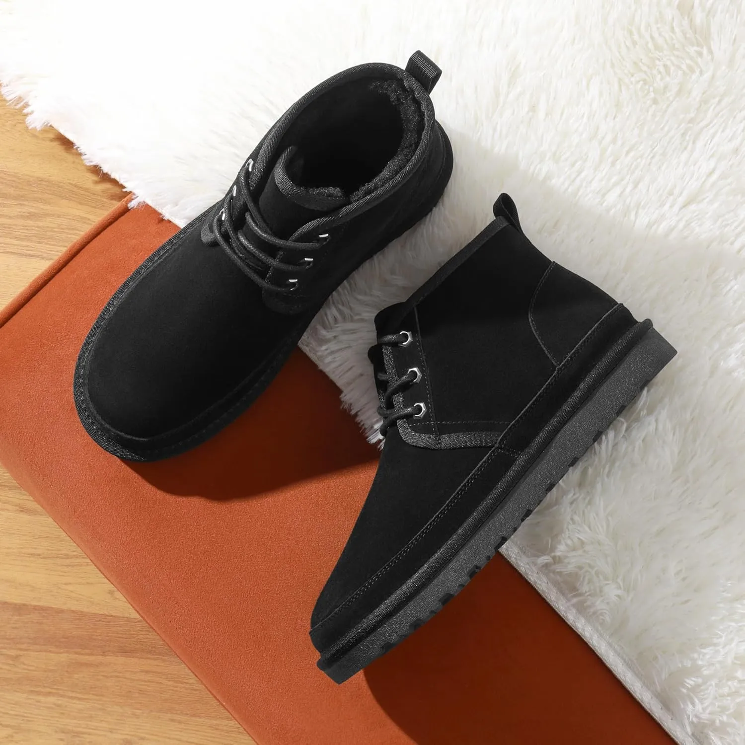 Bruno Marc Men's Winter Snow Boots FuzzyGo Cozy Suede Leather Cold Weather Warm Outdoor Casual Ankle Boots