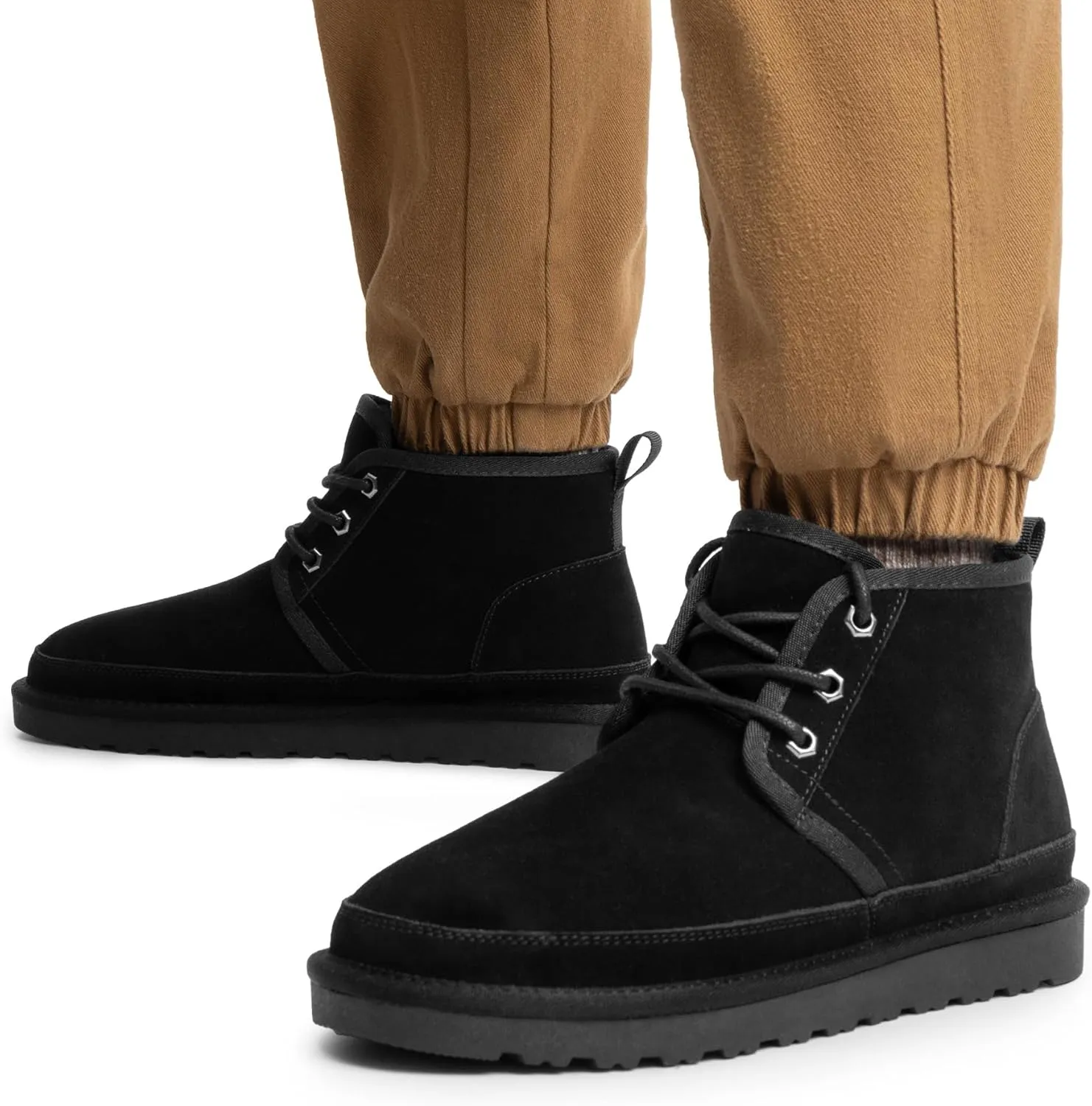 Bruno Marc Men's Winter Snow Boots FuzzyGo Cozy Suede Leather Cold Weather Warm Outdoor Casual Ankle Boots