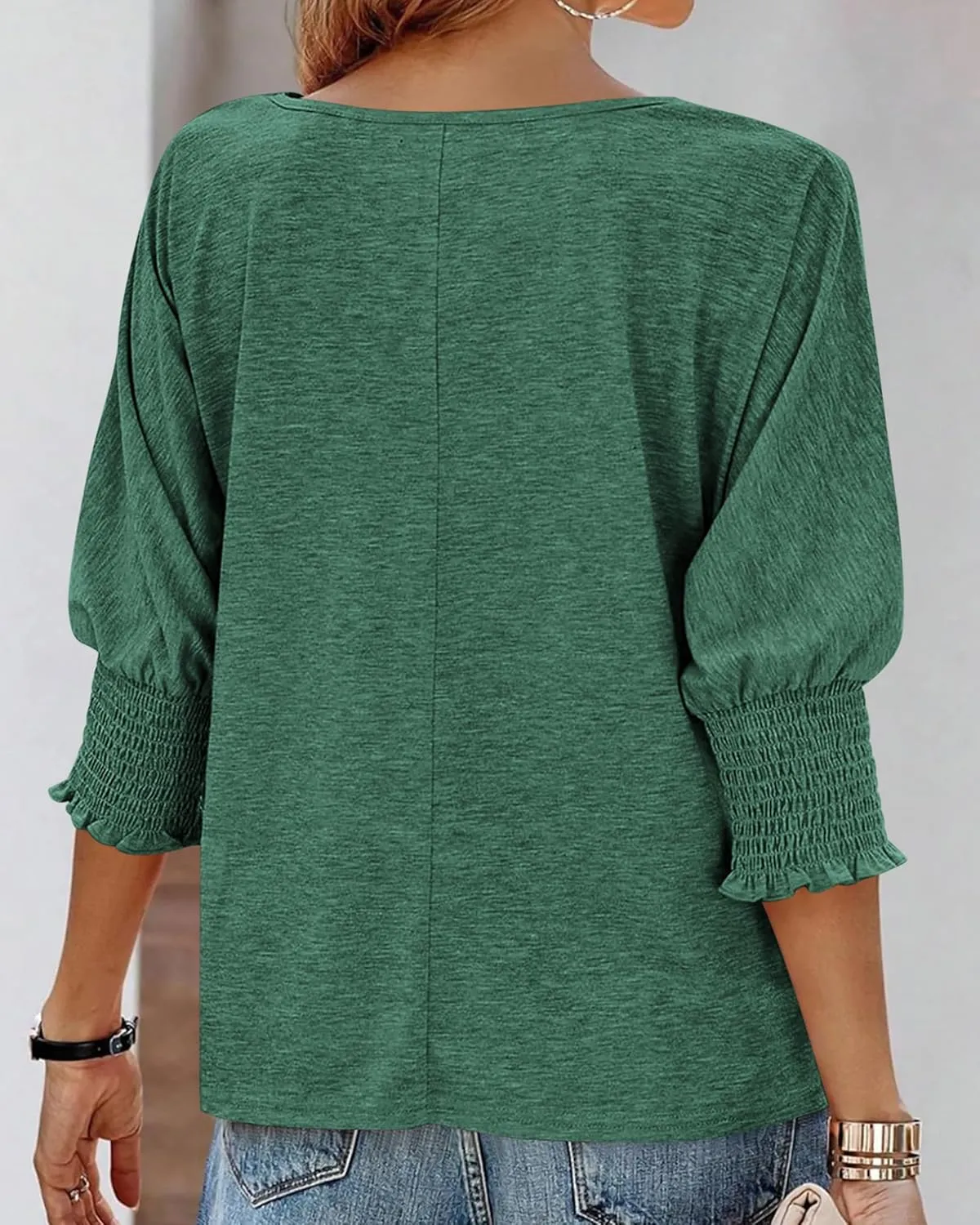 BTFBM Womens Casual 3/4 Sleeve Tops Dressy Spring Summer T Shirts 2025 Crewneck Loose Tunic Vacation Blouses