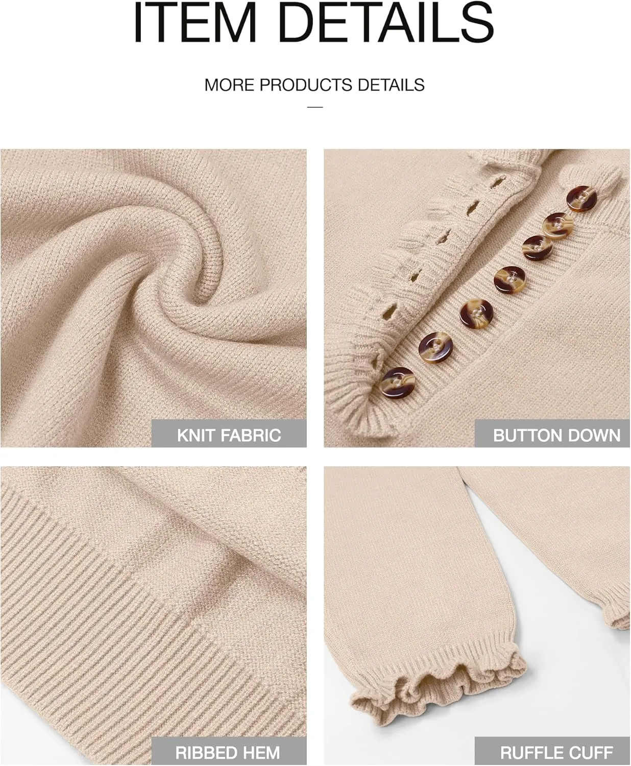 BTFBM Womens Sweaters Fall Winter Clothes 2025 Long Sleeve Button Down Ruffle Crew Neck Casual Knitted Pullover Tops