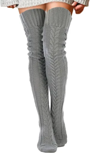 Buauty Women's Cable Knitted Boot Socks Thigh High Socks Extra Long Winter Thick Stockings Over Knee Leg Warmers Fuzzy 2025