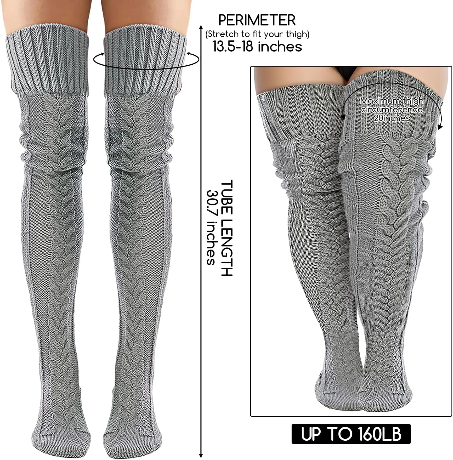 Buauty Women's Cable Knitted Boot Socks Thigh High Socks Extra Long Winter Thick Stockings Over Knee Leg Warmers Fuzzy 2025