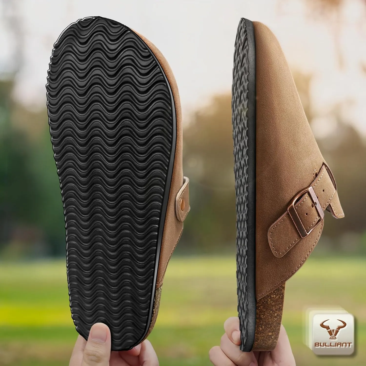 BULLIANT Women Clogs-Comfortable Mules Slippers Sandals Nurse Shoes Unisex for Men-Cushioned Footed Flannel-Lined Upper