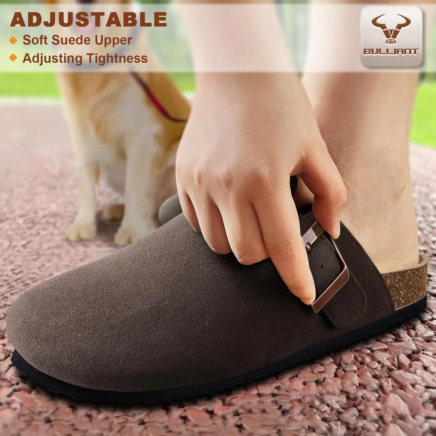 BULLIANT Women Clogs-Comfortable Mules Slippers Sandals Nurse Shoes Unisex for Men-Cushioned Footed Flannel-Lined Upper