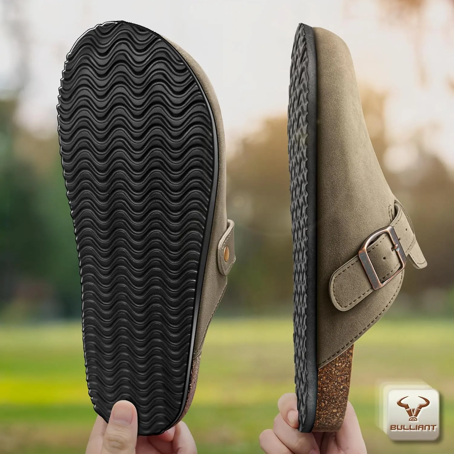 BULLIANT Women Clogs-Comfortable Mules Slippers Sandals Nurse Shoes Unisex for Men-Cushioned Footed Flannel-Lined Upper