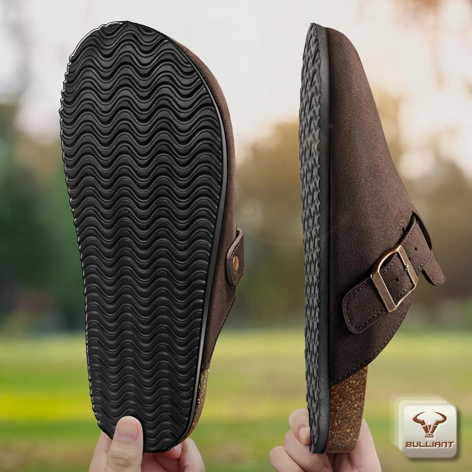 BULLIANT Women Clogs-Comfortable Mules Slippers Sandals Nurse Shoes Unisex for Men-Cushioned Footed Flannel-Lined Upper