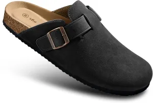 BULLIANT Women Clogs-Comfortable Mules Slippers Sandals Nurse Shoes Unisex for Men-Cushioned Footed Flannel-Lined Upper