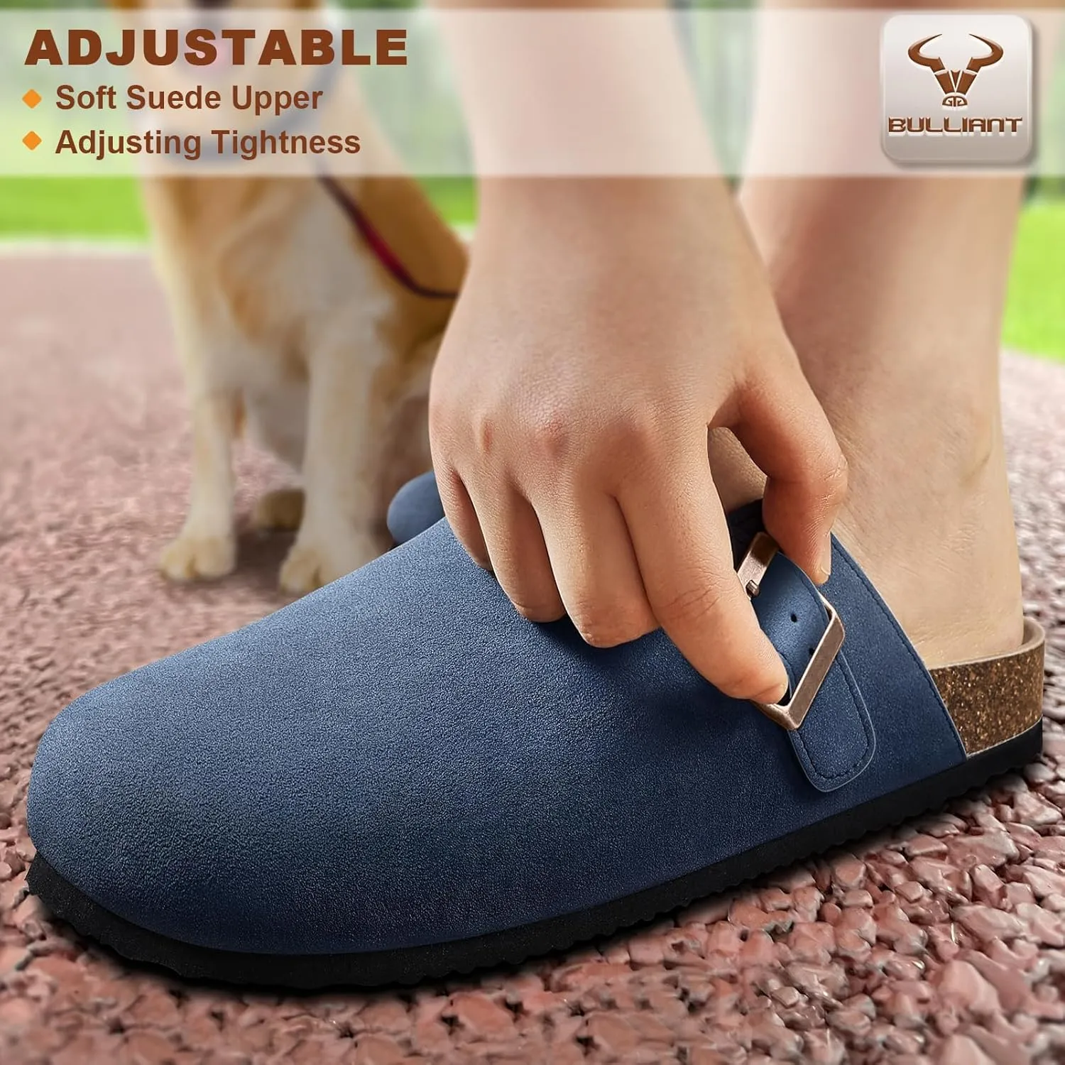 BULLIANT Women Clogs-Comfortable Mules Slippers Sandals Nurse Shoes Unisex for Men-Cushioned Footed Flannel-Lined Upper