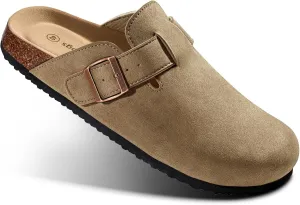 BULLIANT Women Clogs-Comfortable Mules Slippers Sandals Nurse Shoes Unisex for Men-Cushioned Footed Flannel-Lined Upper