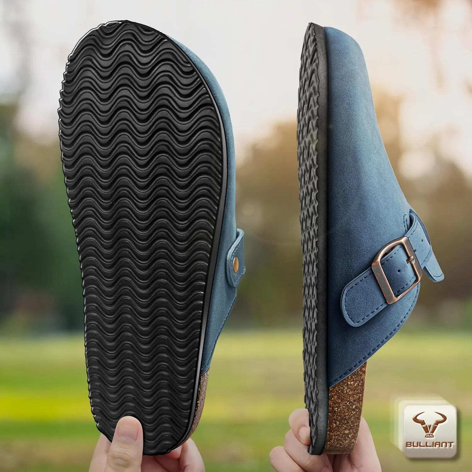 BULLIANT Women Clogs-Comfortable Mules Slippers Sandals Nurse Shoes Unisex for Men-Cushioned Footed Flannel-Lined Upper