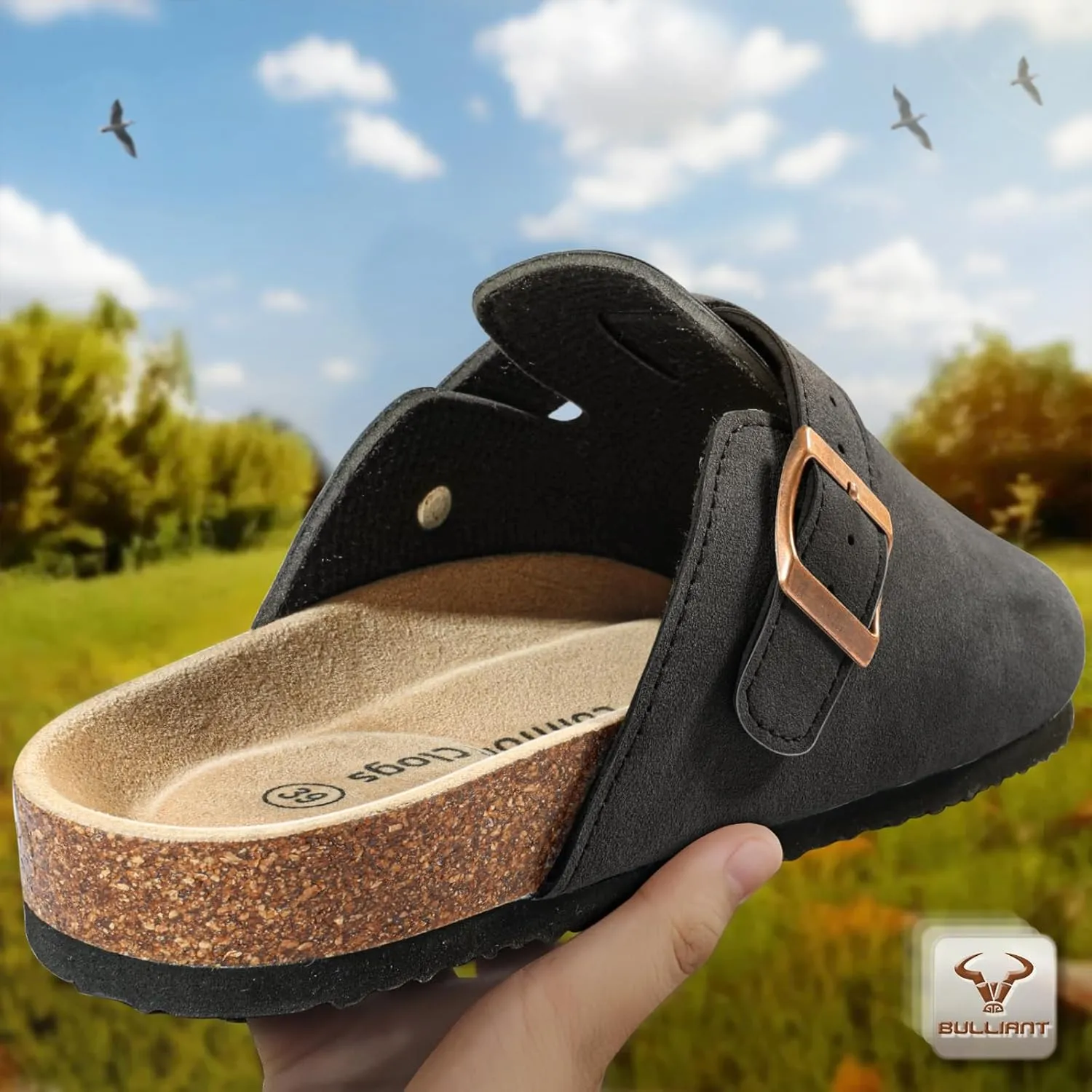 BULLIANT Women Clogs-Comfortable Mules Slippers Sandals Nurse Shoes Unisex for Men-Cushioned Footed Flannel-Lined Upper