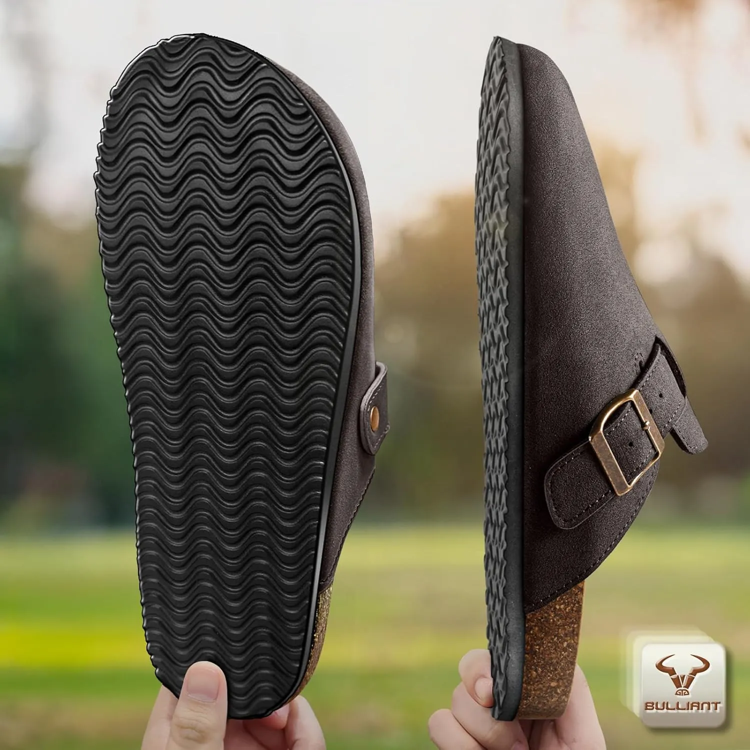 BULLIANT Women Clogs-Comfortable Mules Slippers Sandals Nurse Shoes Unisex for Men-Cushioned Footed Flannel-Lined Upper