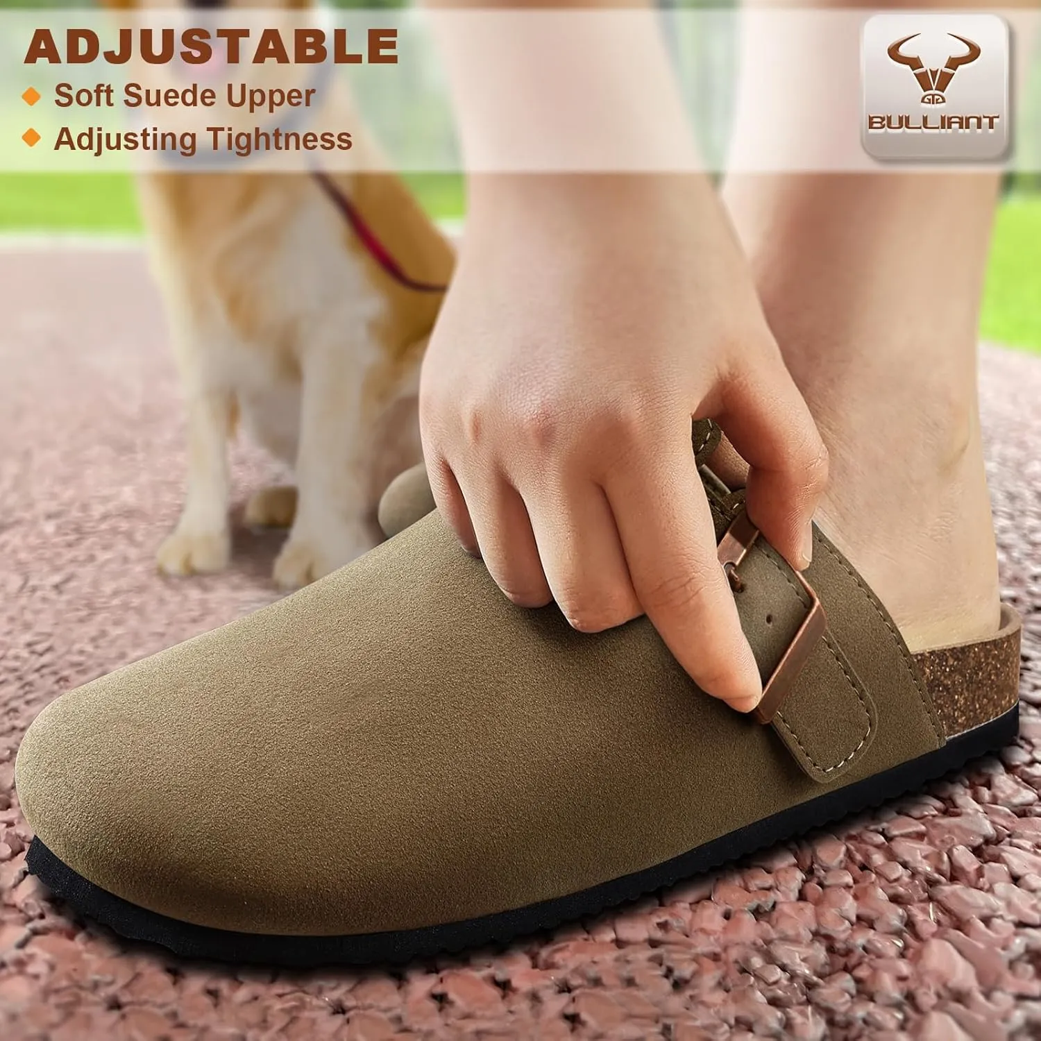 BULLIANT Women Clogs-Comfortable Mules Slippers Sandals Nurse Shoes Unisex for Men-Cushioned Footed Flannel-Lined Upper