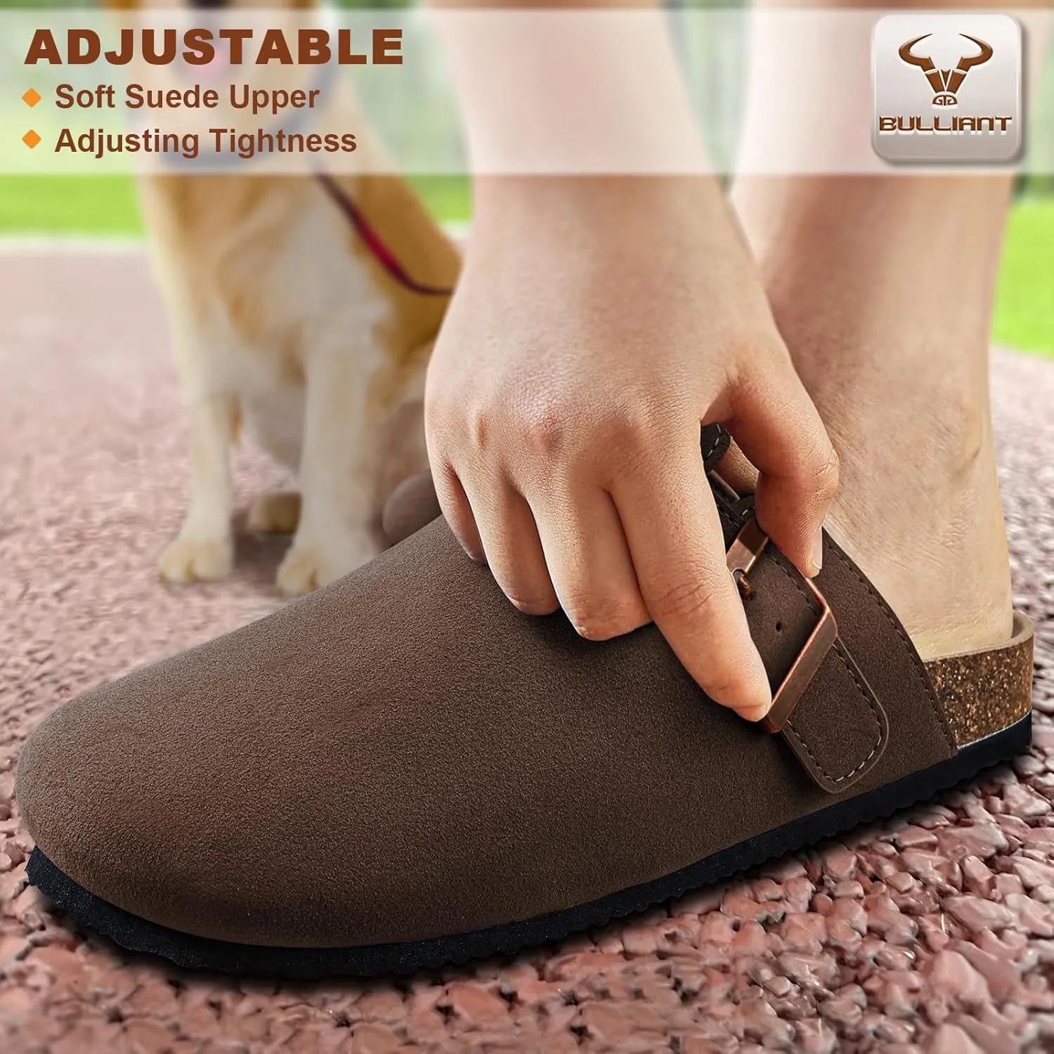 BULLIANT Women Clogs-Comfortable Mules Slippers Sandals Nurse Shoes Unisex for Men-Cushioned Footed Flannel-Lined Upper