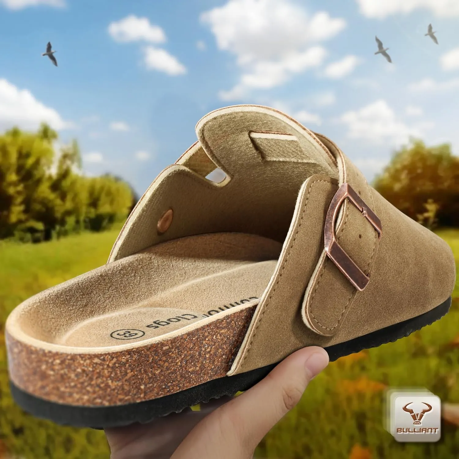 BULLIANT Women Clogs-Comfortable Mules Slippers Sandals Nurse Shoes Unisex for Men-Cushioned Footed Flannel-Lined Upper