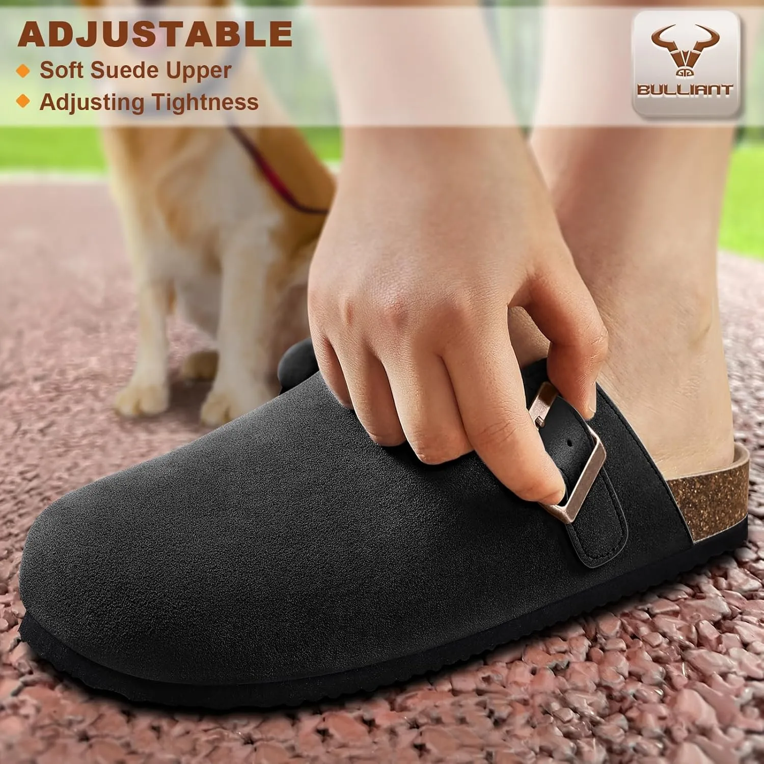 BULLIANT Women Clogs-Comfortable Mules Slippers Sandals Nurse Shoes Unisex for Men-Cushioned Footed Flannel-Lined Upper
