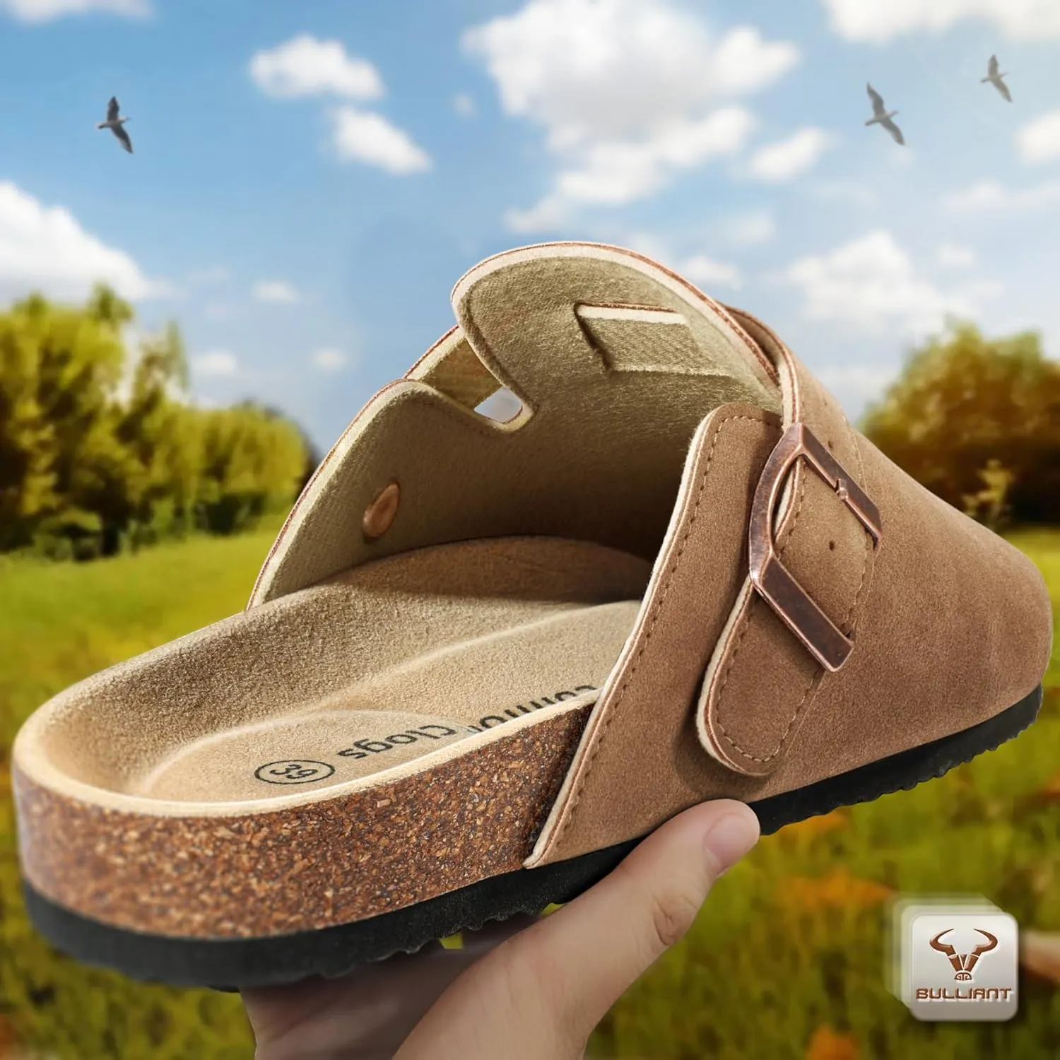BULLIANT Women Clogs-Comfortable Mules Slippers Sandals Nurse Shoes Unisex for Men-Cushioned Footed Flannel-Lined Upper