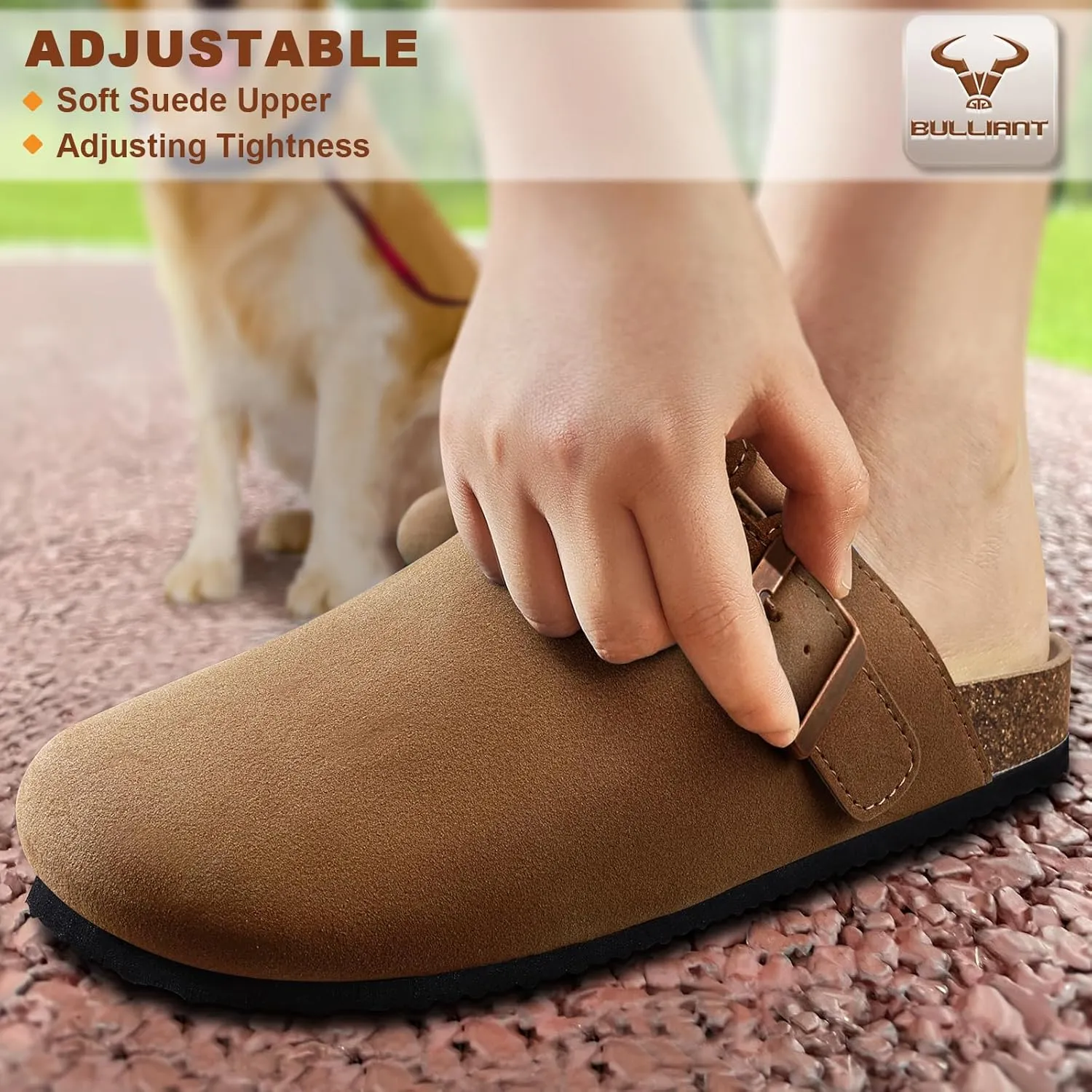 BULLIANT Women Clogs-Comfortable Mules Slippers Sandals Nurse Shoes Unisex for Men-Cushioned Footed Flannel-Lined Upper