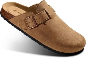 BULLIANT Women Clogs-Comfortable Mules Slippers Sandals Nurse Shoes Unisex for Men-Cushioned Footed Flannel-Lined Upper
