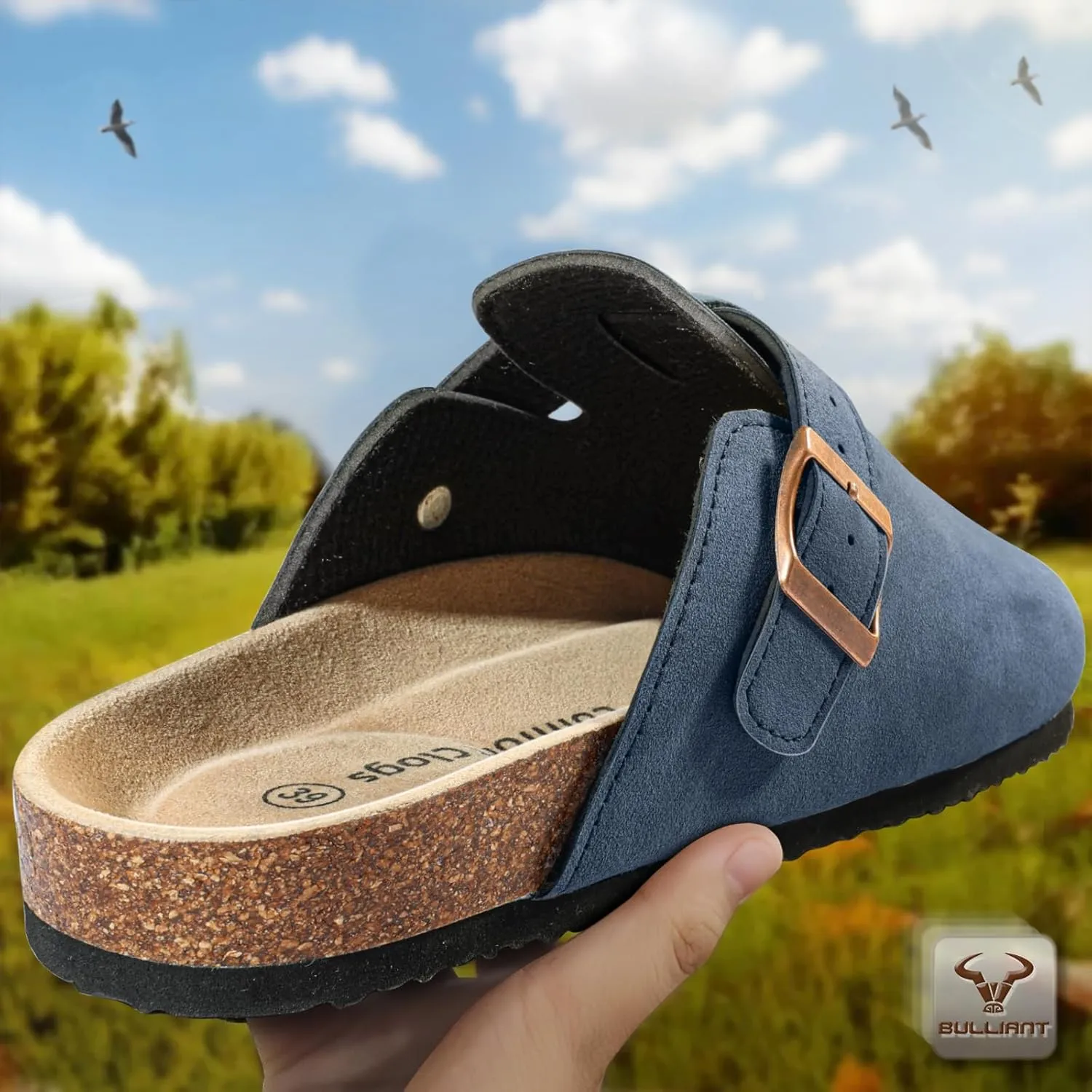 BULLIANT Women Clogs-Comfortable Mules Slippers Sandals Nurse Shoes Unisex for Men-Cushioned Footed Flannel-Lined Upper