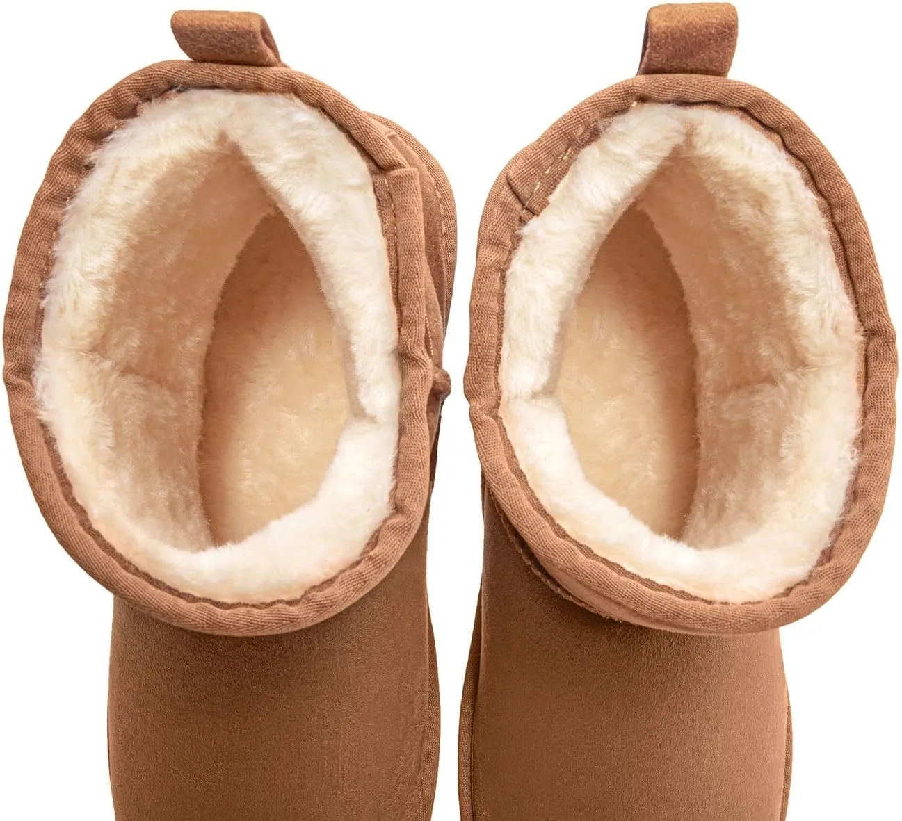 CAMEL CROWN Mens Fur Snow Boots Slip on Winter Boots Mid Calf House Slippers Boots Short Mini Boots for Men