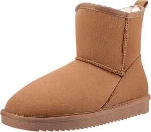 CAMEL CROWN Mens Fur Snow Boots Slip on Winter Boots Mid Calf House Slippers Boots Short Mini Boots for Men