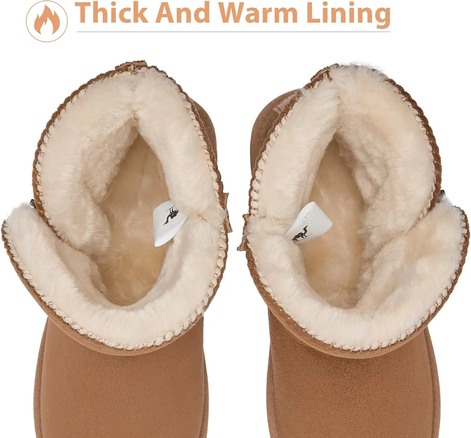 CAMEL CROWN Women's Foldable Snow Boots Warm Fur Winter Boots Mid-Calf Zipper House Slippers Boots Classic Mini Short Boots for Outdoor