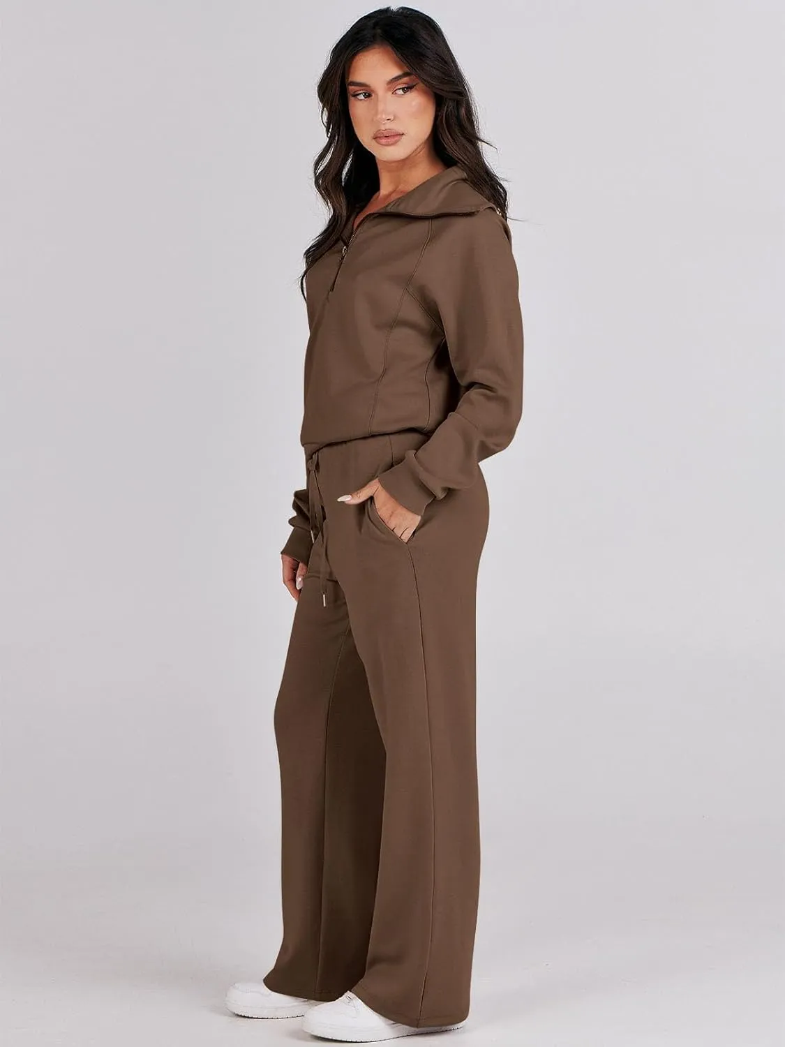 Caracilia Womens 2 Piece Outfits Lounge Sets Oversized Sweatshirt Sweatpants Sweatsuit Matching Sweat Set 2024 Fall Tracksuit