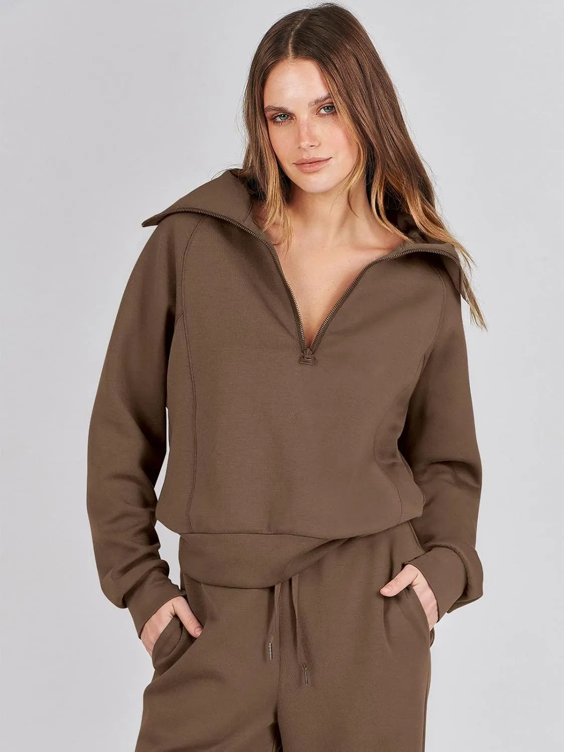Caracilia Womens 2 Piece Outfits Lounge Sets Oversized Sweatshirt Sweatpants Sweatsuit Matching Sweat Set 2024 Fall Tracksuit