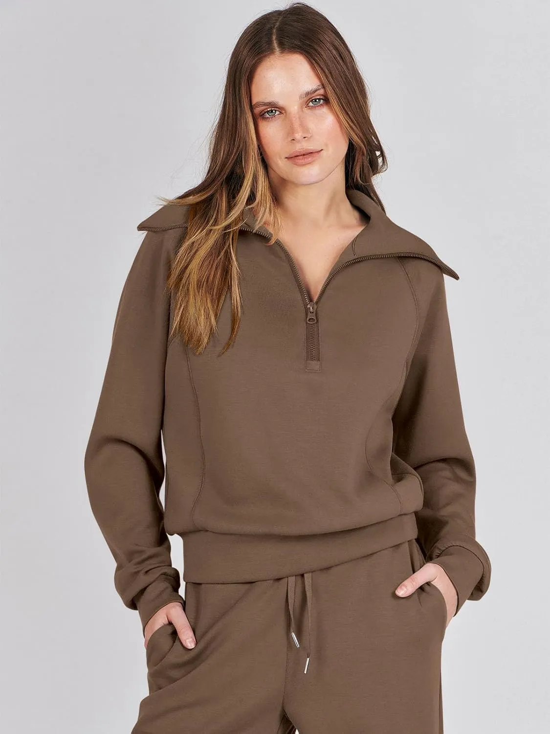 Caracilia Womens 2 Piece Outfits Lounge Sets Oversized Sweatshirt Sweatpants Sweatsuit Matching Sweat Set 2024 Fall Tracksuit