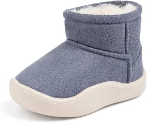 Casazoe Boys Girls Warm Winter Boots Fur Lined Snow Boots Outdoor Soft Winter Ankle Shoes for Toddler/Little Kid