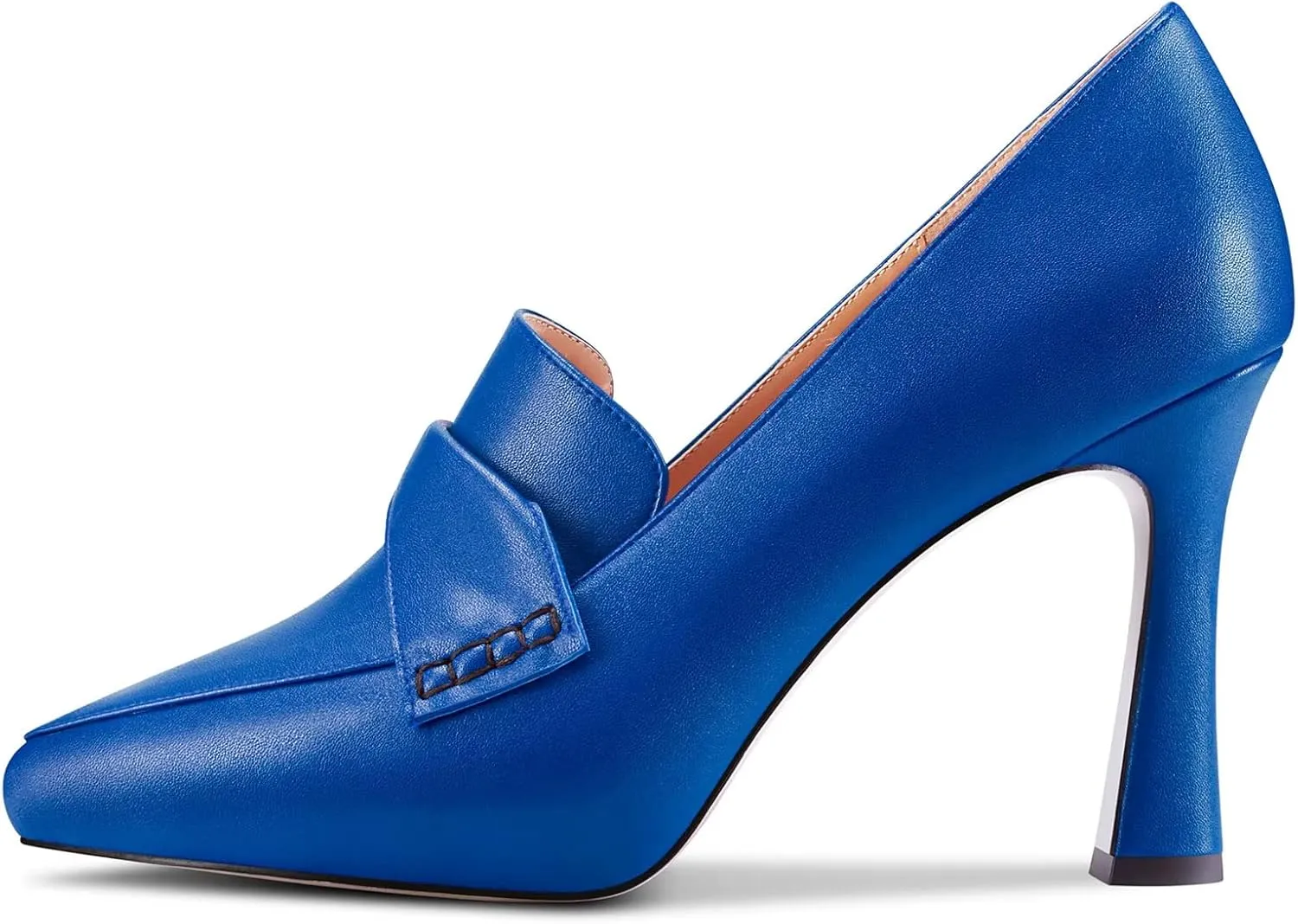 Castamere Women High Stiletto Platform Heel Pointed Toe Loafers Slip-on Pumps Work Business Office Dress 3.9 Inches Heels