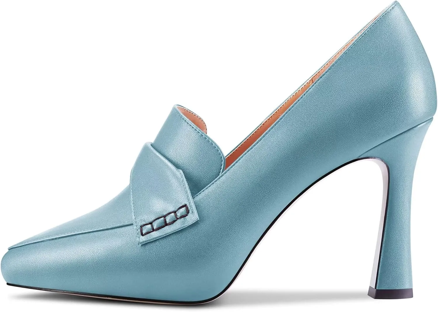 Castamere Women High Stiletto Platform Heel Pointed Toe Loafers Slip-on Pumps Work Business Office Dress 3.9 Inches Heels