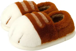 Cat Paw Slippers, 3D Cat Paw Cartoon Slipper for Women Warm Fluffy Furry Winter House Cat Paw Slides for Indoor Outdoor