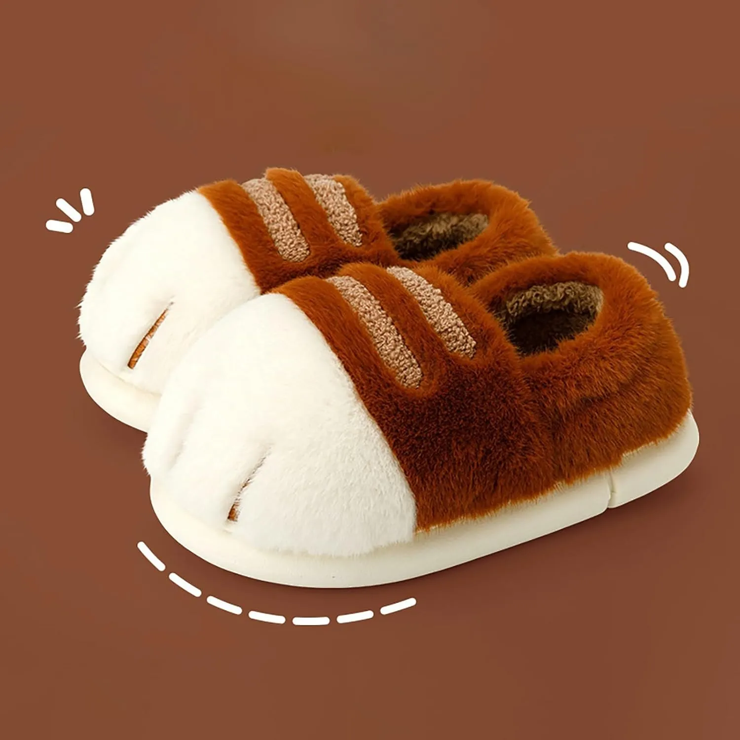 Cat Paw Slippers, 3D Cat Paw Cartoon Slipper for Women Warm Fluffy Furry Winter House Cat Paw Slides for Indoor Outdoor