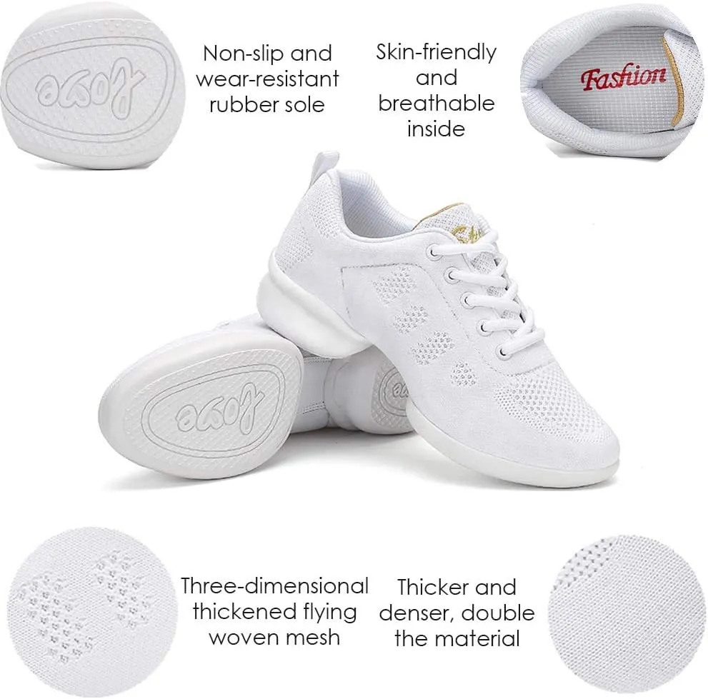CERYTHRINA Women's Jazz Shoes Lace-up Sneakers Modern Dance Shoes Platform Walking Dance Shoes