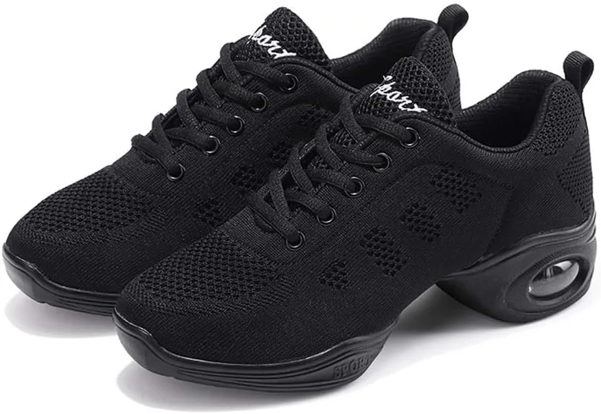 CERYTHRINA Women's Jazz Shoes Lace-up Sneakers Modern Dance Shoes Platform Walking Dance Shoes