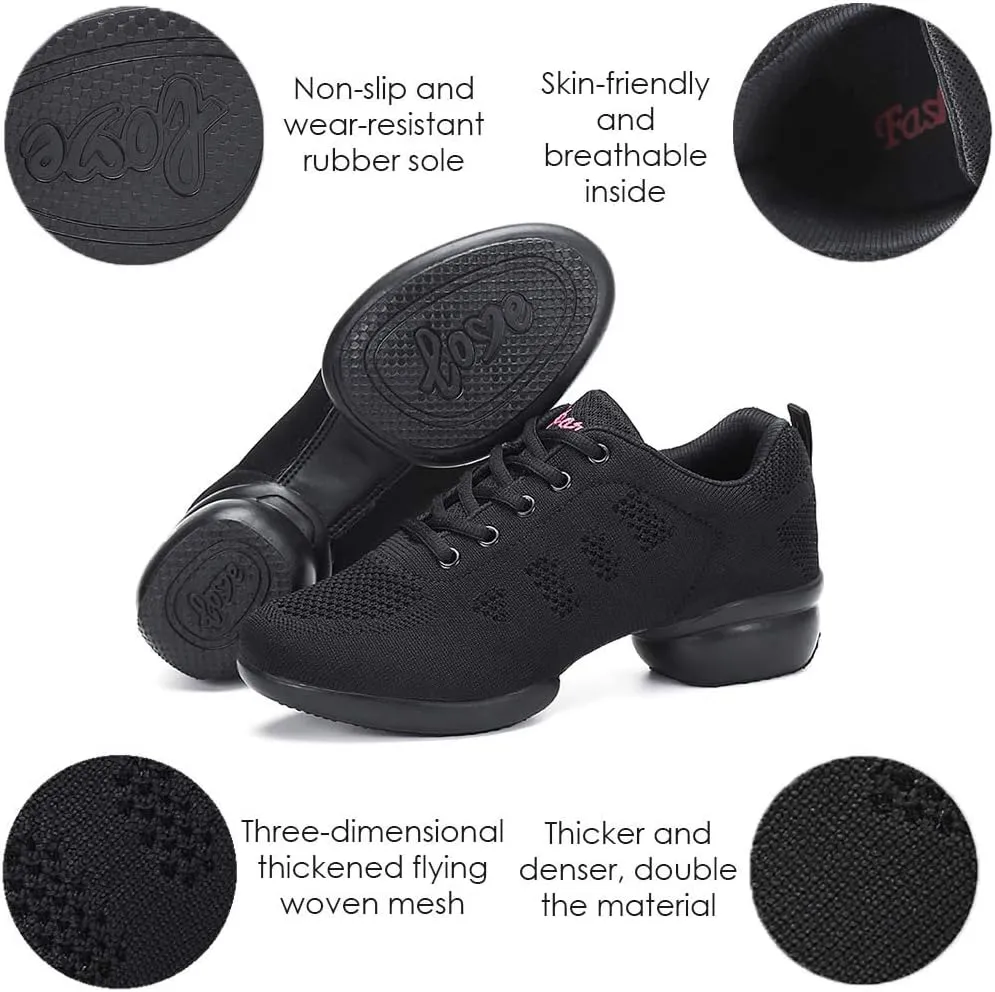 CERYTHRINA Women's Jazz Shoes Lace-up Sneakers Modern Dance Shoes Platform Walking Dance Shoes