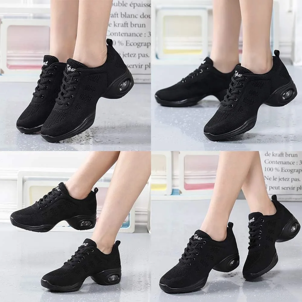 CERYTHRINA Women's Jazz Shoes Lace-up Sneakers Modern Dance Shoes Platform Walking Dance Shoes