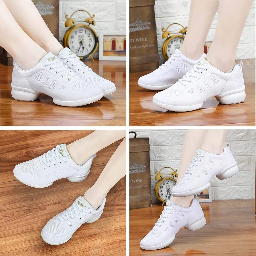 CERYTHRINA Women's Jazz Shoes Lace-up Sneakers Modern Dance Shoes Platform Walking Dance Shoes