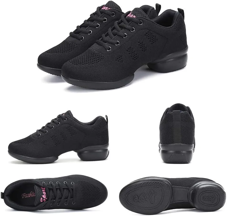 CERYTHRINA Women's Jazz Shoes Lace-up Sneakers Modern Dance Shoes Platform Walking Dance Shoes