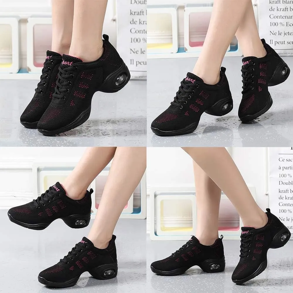 CERYTHRINA Women's Jazz Shoes Lace-up Sneakers Modern Dance Shoes Platform Walking Dance Shoes
