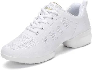 CERYTHRINA Women's Jazz Shoes Lace-up Sneakers Modern Dance Shoes Platform Walking Dance Shoes