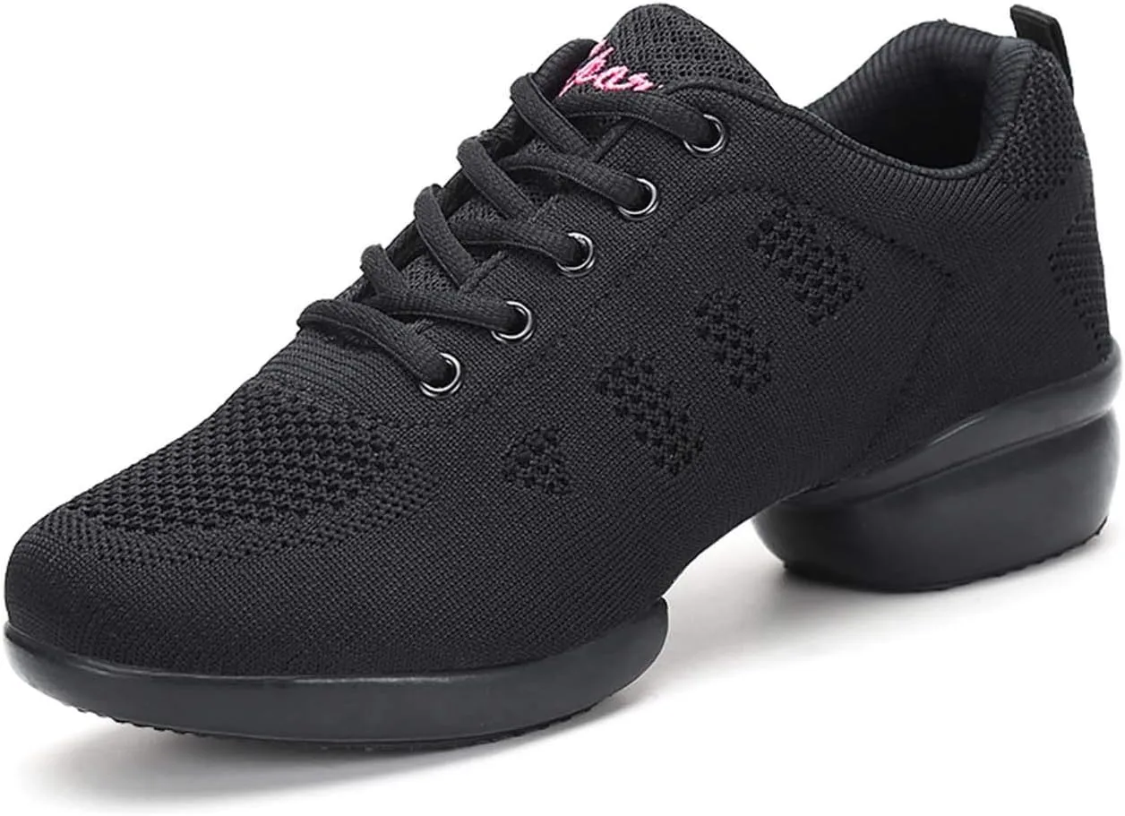 CERYTHRINA Women's Jazz Shoes Lace-up Sneakers Modern Dance Shoes Platform Walking Dance Shoes