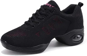 CERYTHRINA Women's Jazz Shoes Lace-up Sneakers Modern Dance Shoes Platform Walking Dance Shoes