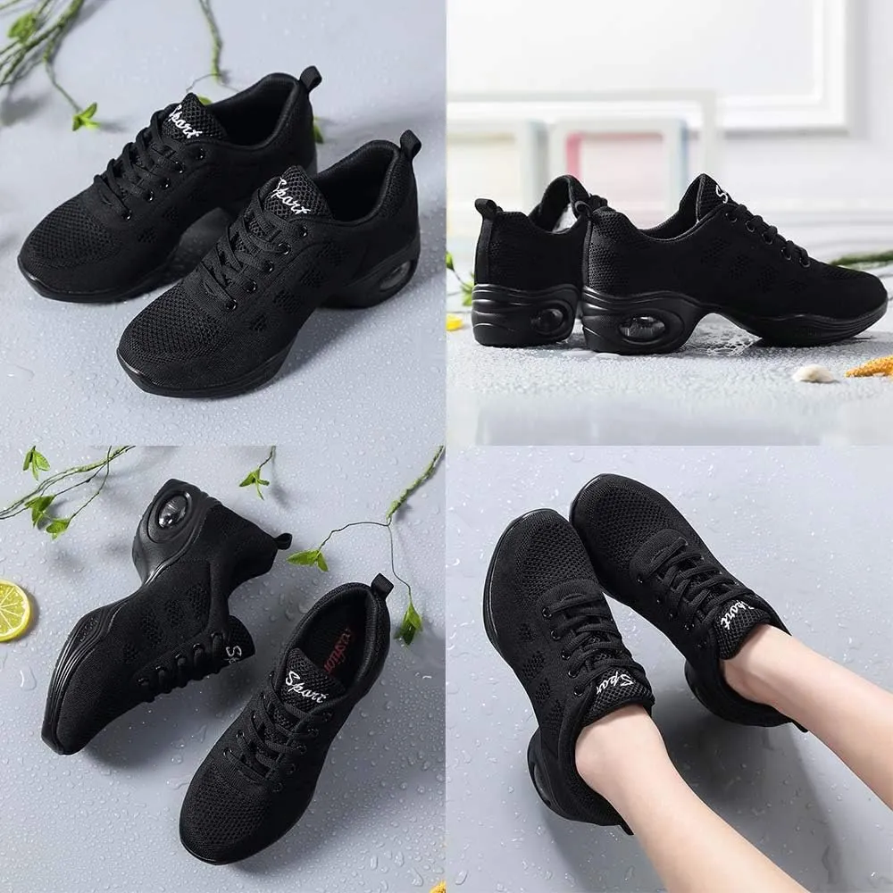 CERYTHRINA Women's Jazz Shoes Lace-up Sneakers Modern Dance Shoes Platform Walking Dance Shoes