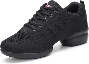 CERYTHRINA Women's Jazz Shoes Lace-up Sneakers Modern Dance Shoes Platform Walking Dance Shoes