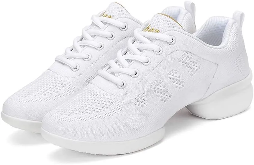 CERYTHRINA Women's Jazz Shoes Lace-up Sneakers Modern Dance Shoes Platform Walking Dance Shoes